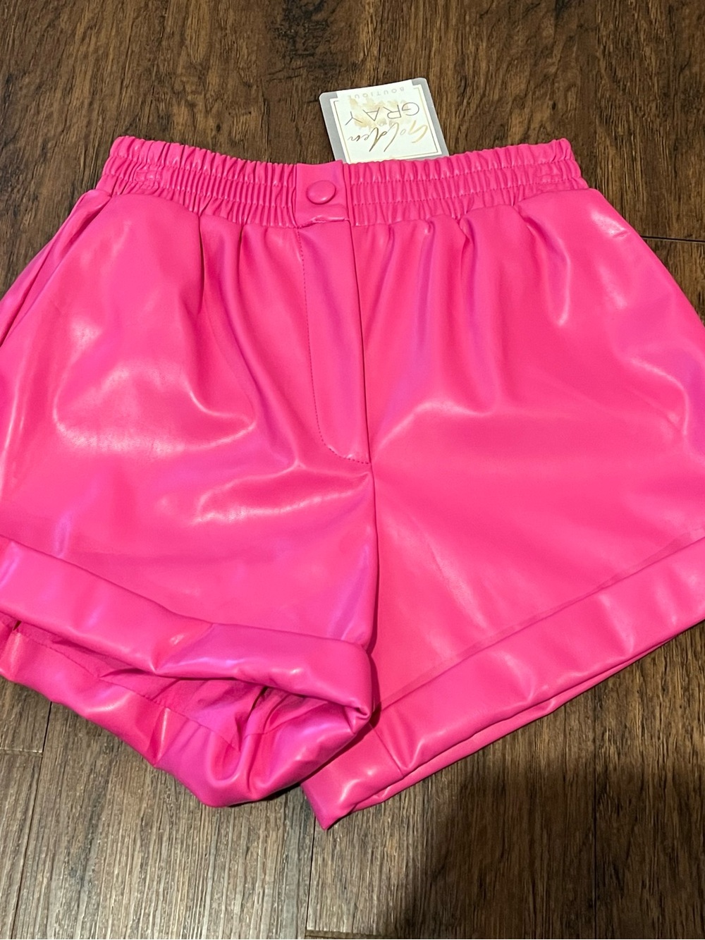 Karlie Hot Pink Faux Leather High-Waist Shorts